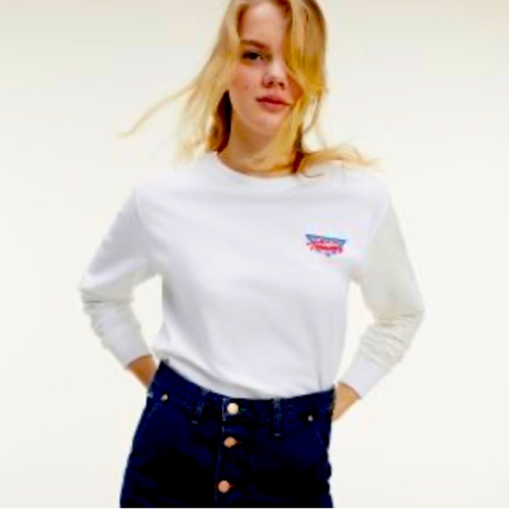 Tommy Hilfiger Women's Organic Cotton Triangle Back T-Shirt White - M & L